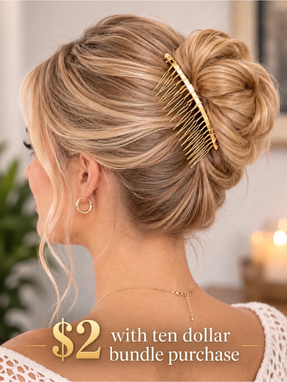Set of Gold Combs - gold color